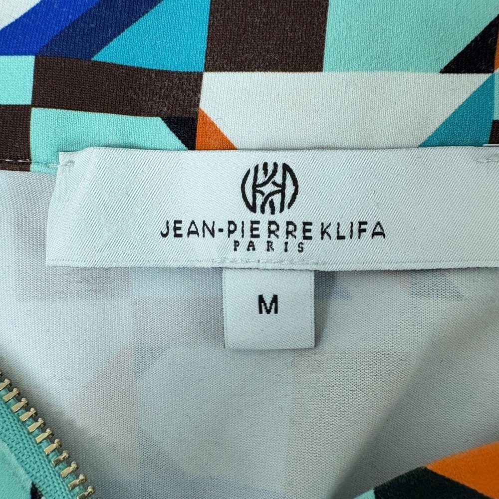 Jean Pierre Klifa Paris Golf Top Size M BLue Orange Pixal Print 1/4 Zip Athletic - Picture 7 of 14